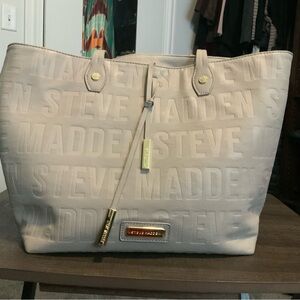 Steve Madden Cream Textured Tote Bag